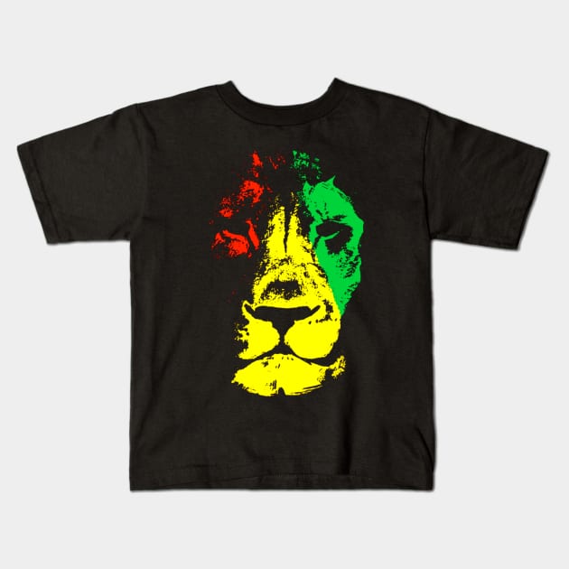 Rastafari Lion Face Rasta Colors Style Kids T-Shirt by Wishtopia